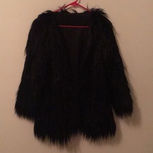 NWT black faux fur coat